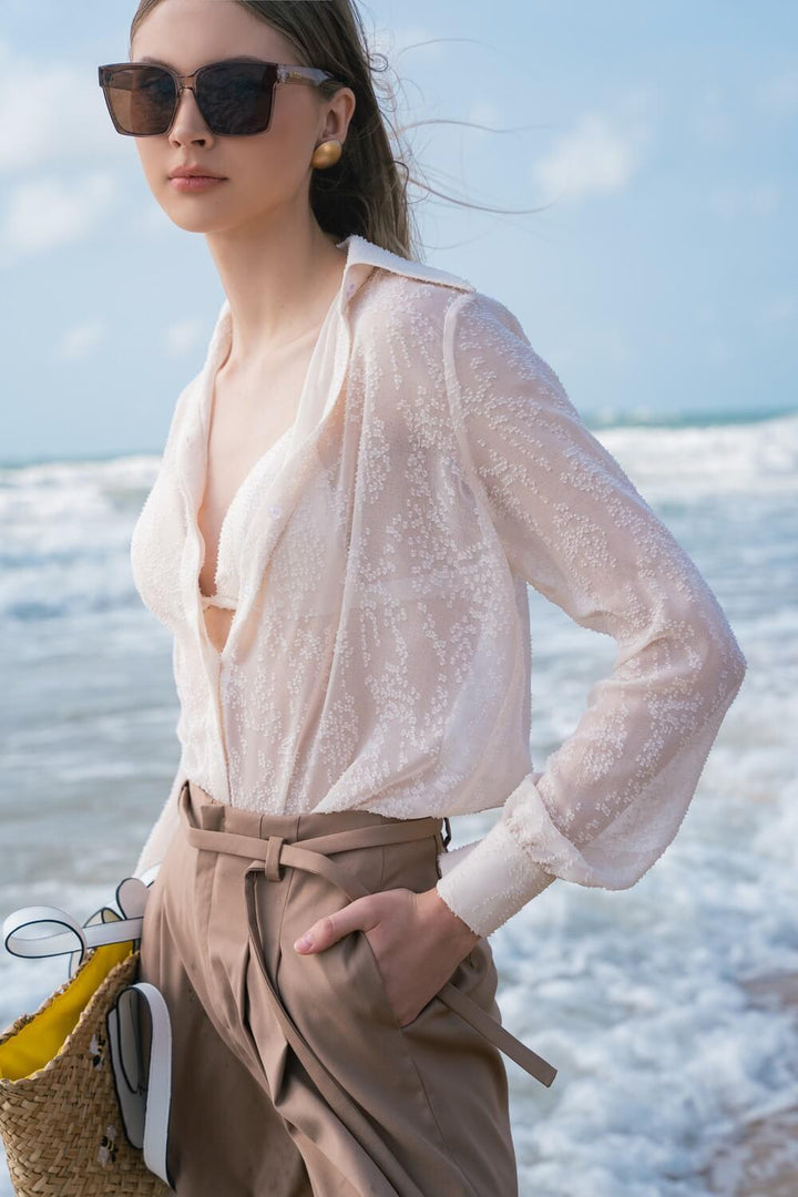 Amanda Straight Long Sleeved Chiffon Shirt - MEAN BLVD