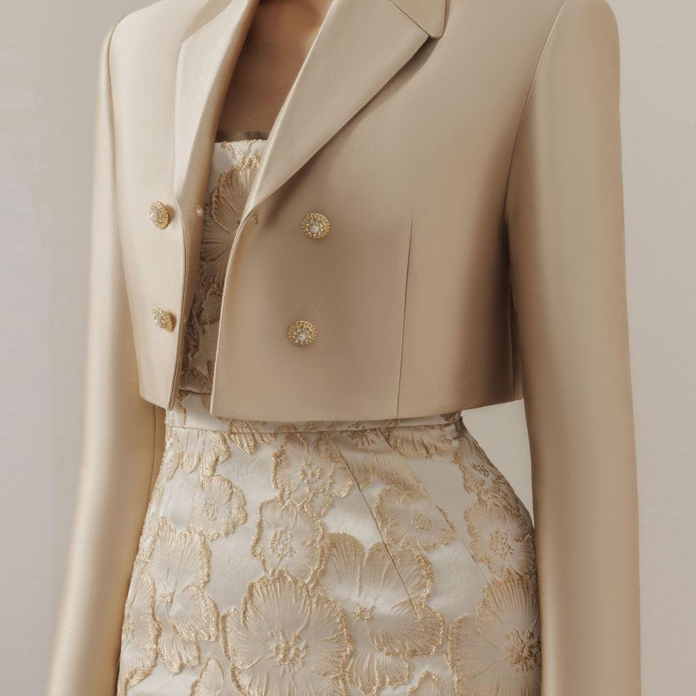 Amara Bolera Cropped V-Neck Taffeta Jacket - MEAN BLVD