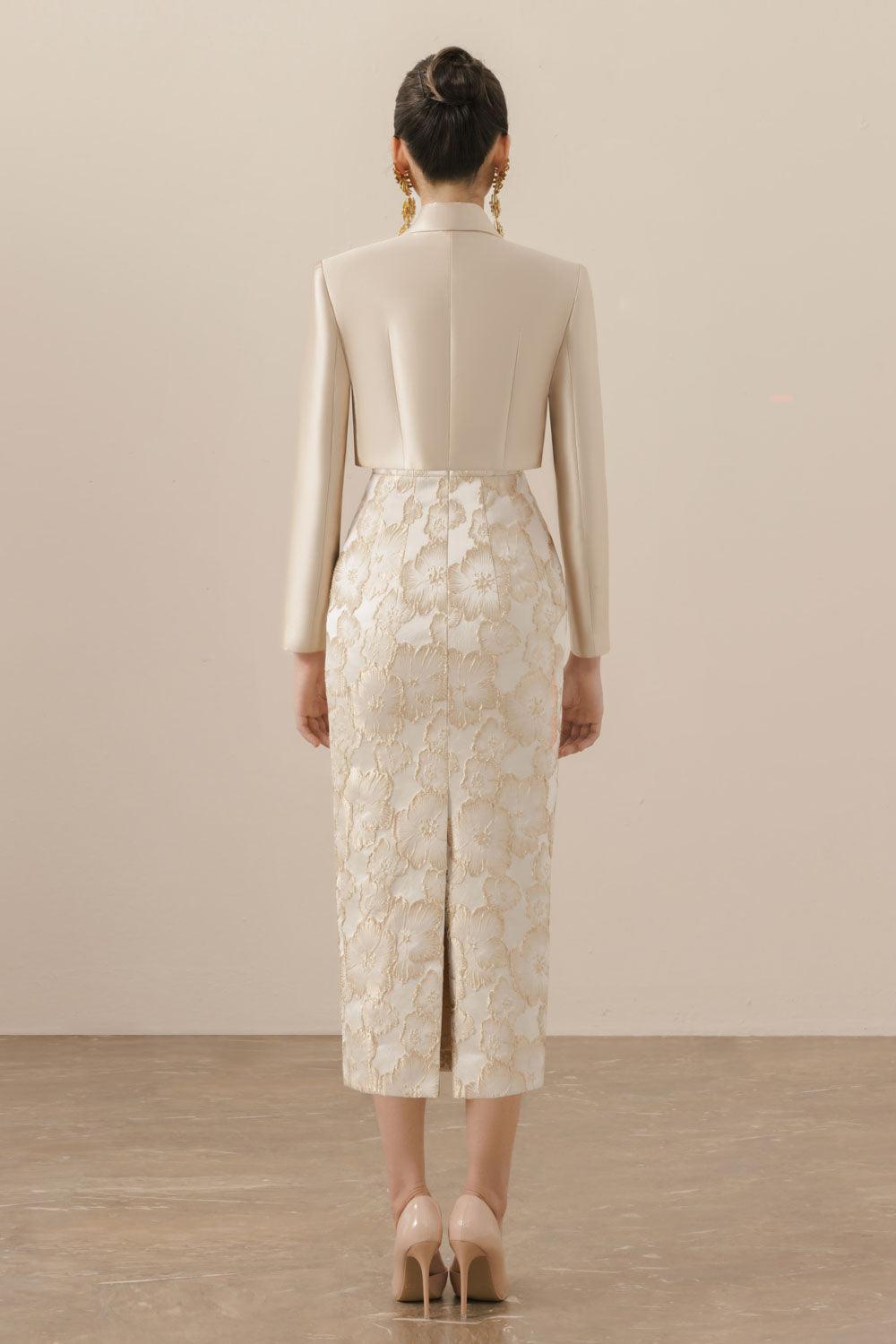 Amara Bolera Cropped V-Neck Taffeta Jacket - MEAN BLVD