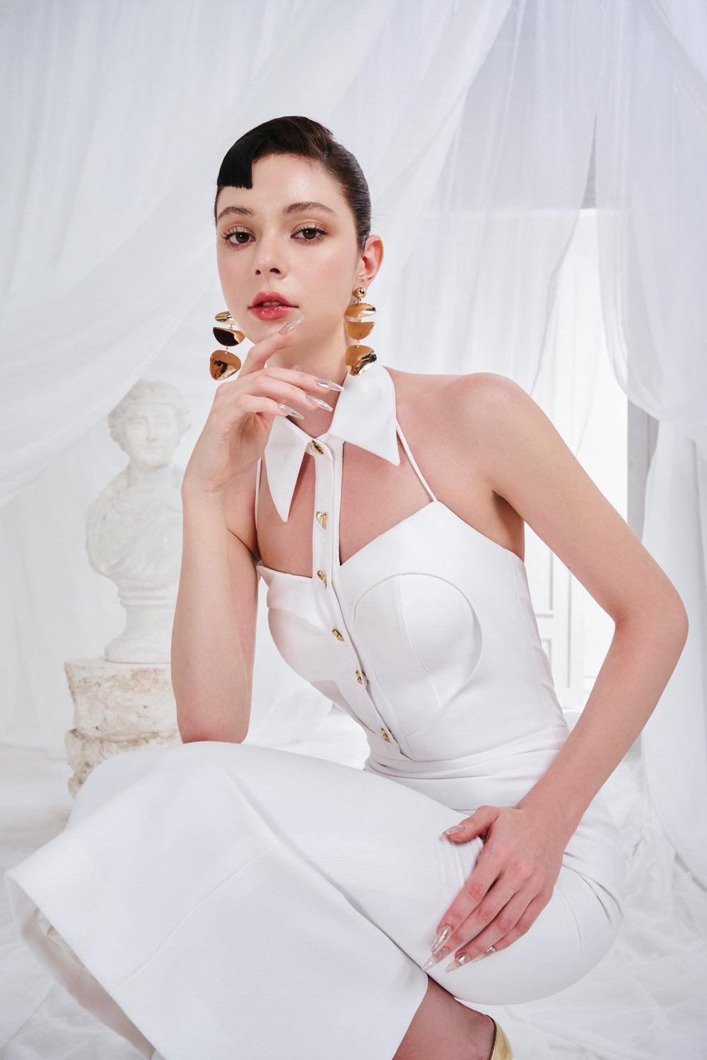 Amaris Sheath Backless Synthetic Midi Dress - MEAN BLVD