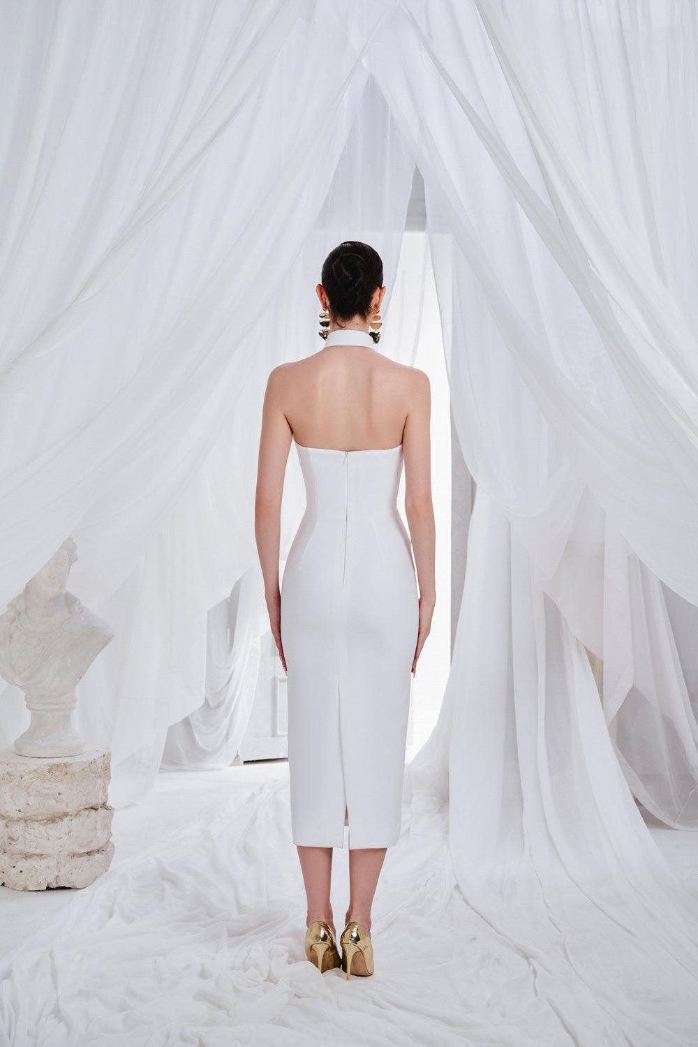 Amaris Sheath Backless Synthetic Midi Dress - MEAN BLVD