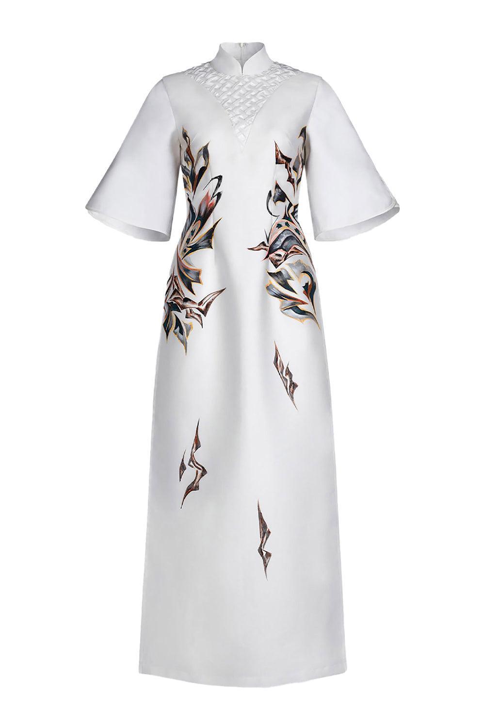 Amaryllis A-line Mandarin Neck Zibeline Calf Length Ao Dai - MEAN BLVD