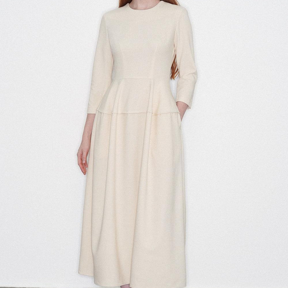 Amelia A-line 3/4 Sleeved Polycotton Midi Dress - MEAN BLVD