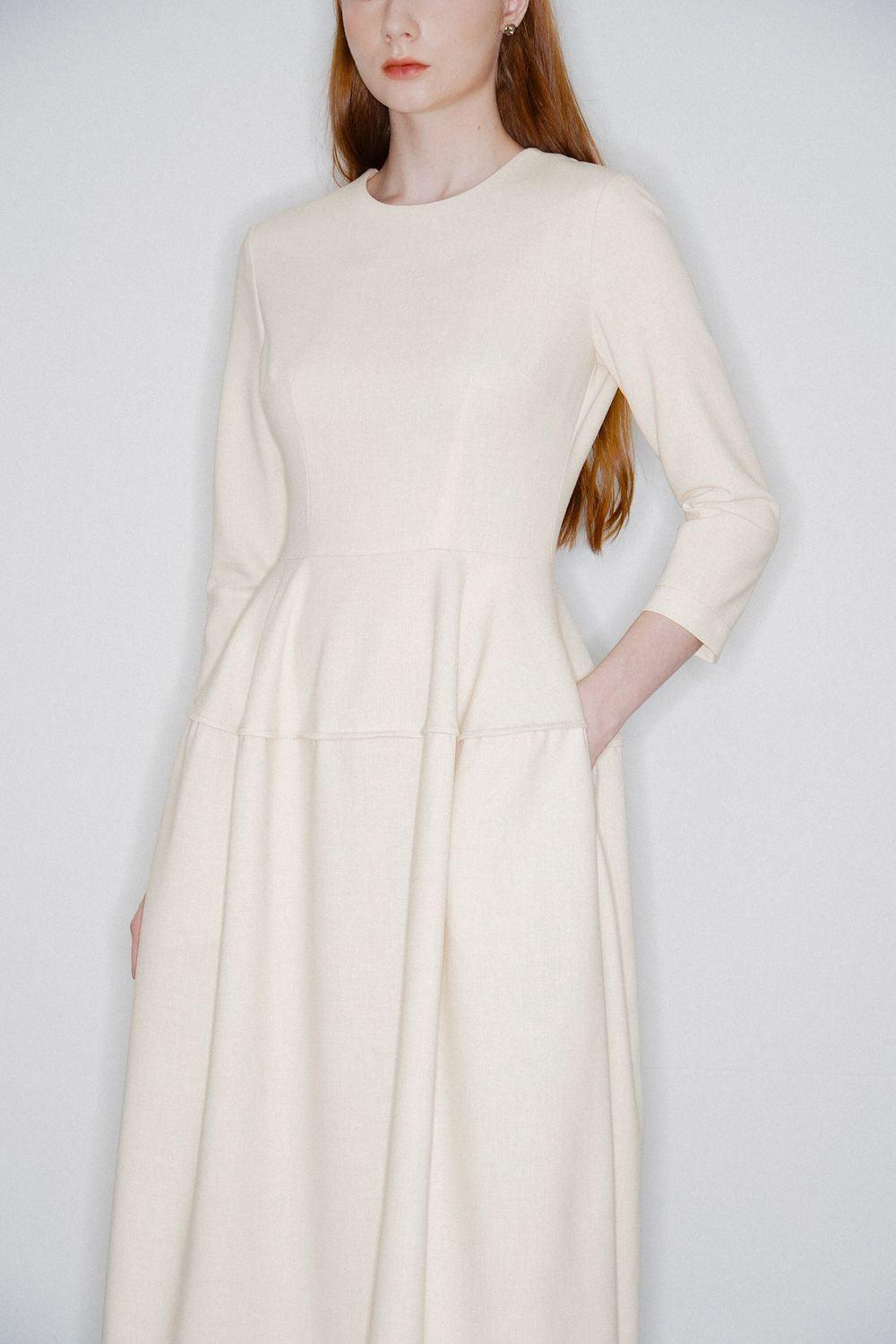 Amelia A-line 3/4 Sleeved Polycotton Midi Dress - MEAN BLVD