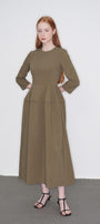 Amelia A-line 3/4 Sleeved Polycotton Midi Dress - MEAN BLVD