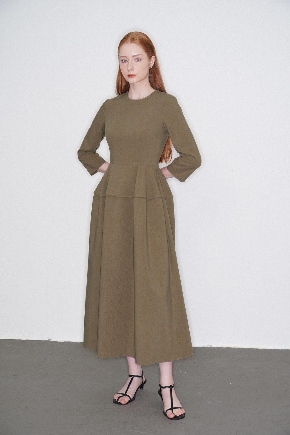 Amelia A-line 3/4 Sleeved Polycotton Midi Dress - MEAN BLVD