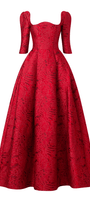 Amelia Ball Gown Curved Neck Brocade Maxi Dress - MEAN BLVD