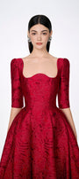 Amelia Ball Gown Curved Neck Brocade Maxi Dress - MEAN BLVD