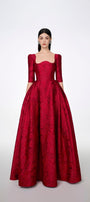 Amelia Ball Gown Curved Neck Brocade Maxi Dress - MEAN BLVD