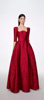 Amelia Ball Gown Curved Neck Brocade Maxi Dress - MEAN BLVD