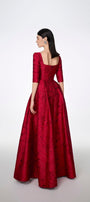 Amelia Ball Gown Curved Neck Brocade Maxi Dress - MEAN BLVD
