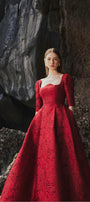 Amelia Ball Gown Curved Neck Brocade Maxi Dress - MEAN BLVD