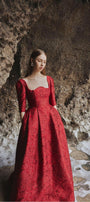 Amelia Ball Gown Curved Neck Brocade Maxi Dress - MEAN BLVD