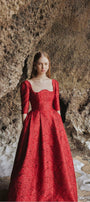 Amelia Ball Gown Curved Neck Brocade Maxi Dress - MEAN BLVD