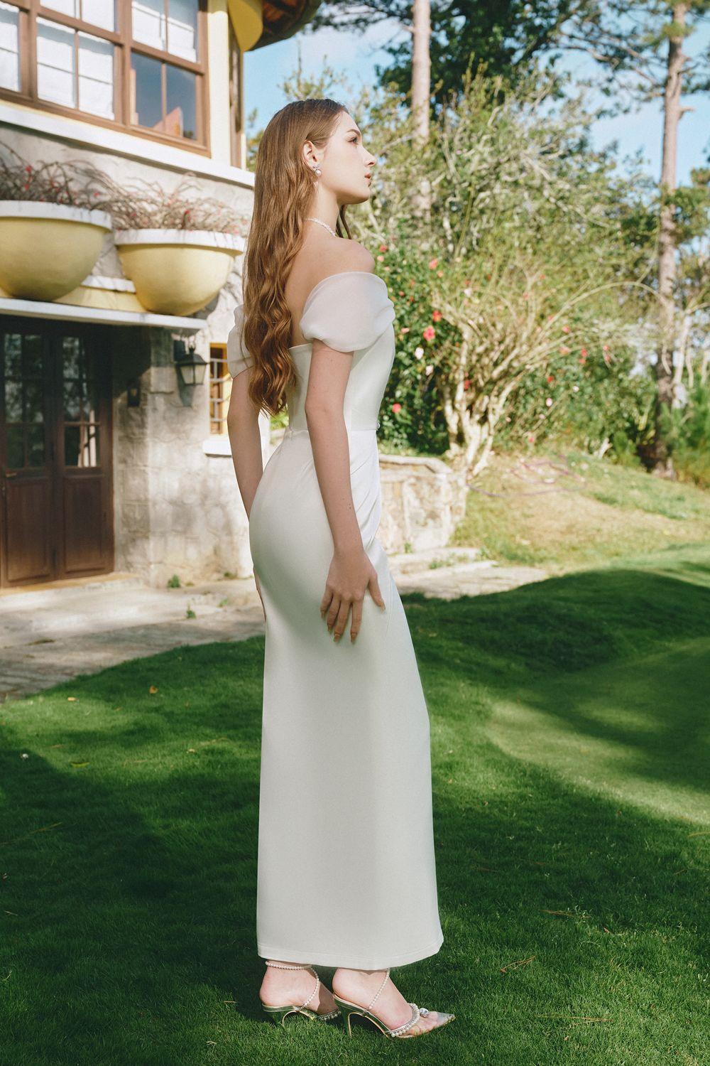 Amelia Sheath Halter Neck Silk Ankle Length Dress - MEAN BLVD