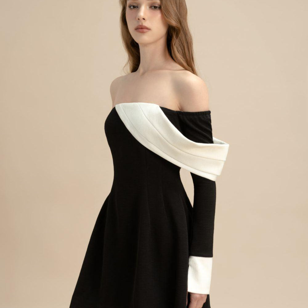 Women's Amethy A-line Off-Shoulder Jacquard Mini Dress XS/S/M/L/XL Black MEAN BLVD Black / S Women's Amethy A-line Off-Shoulder Jacquard Mini Dress XS/S/M/L/XL Black MEAN BLVD Black / S
