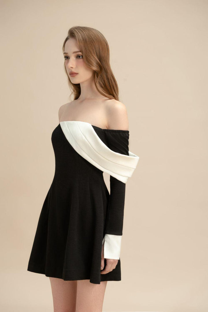 Amethy A-line Off-Shoulder Jacquard Mini Dress - MEAN BLVD