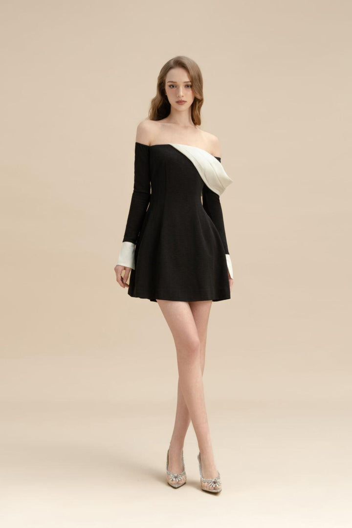 Amethy A-line Off-Shoulder Jacquard Mini Dress - MEAN BLVD