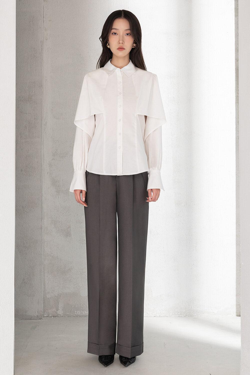 Amina Straight Cape Shoulder Raw Fabric Shirt - MEAN BLVD