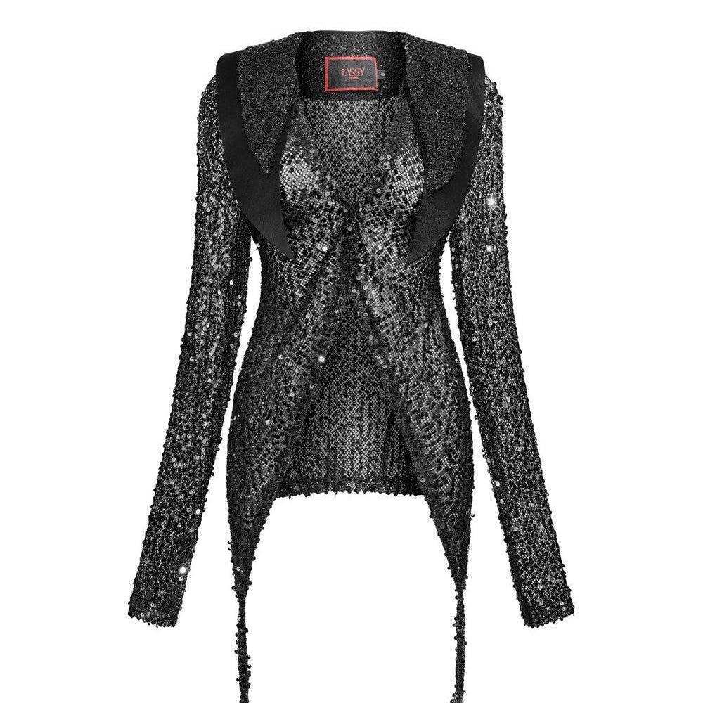Amira Bodycon See-Through Mesh Sequin Shirt - MEAN BLVD