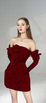 Amora A-line Cold Shoulder Sleeved Velvet Mini Dress - MEAN BLVD