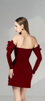 Amora A-line Cold Shoulder Sleeved Velvet Mini Dress - MEAN BLVD