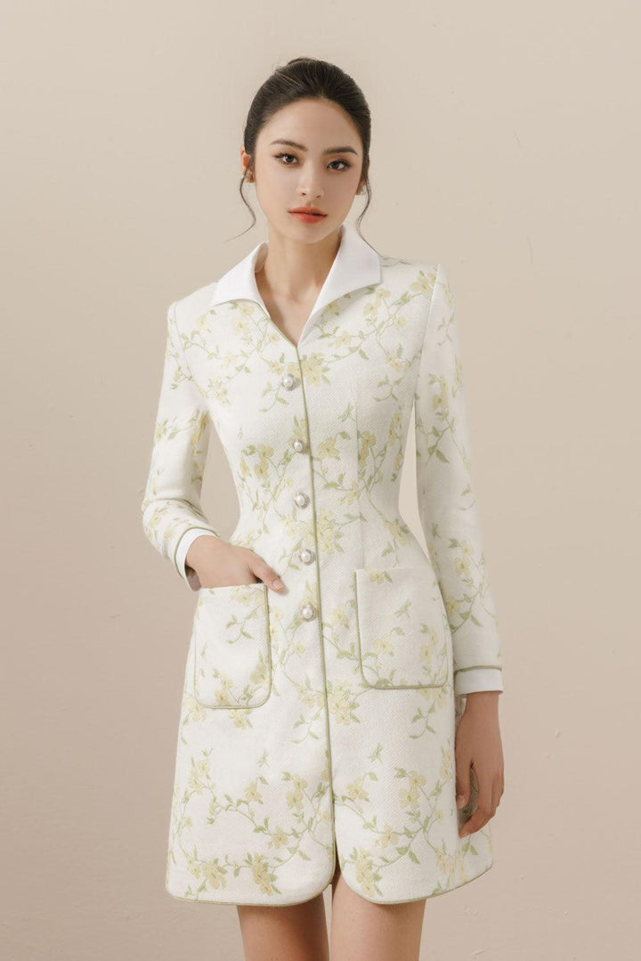 Amoret A-line Patch Pocket Tweed Mini Dress - MEAN BLVD