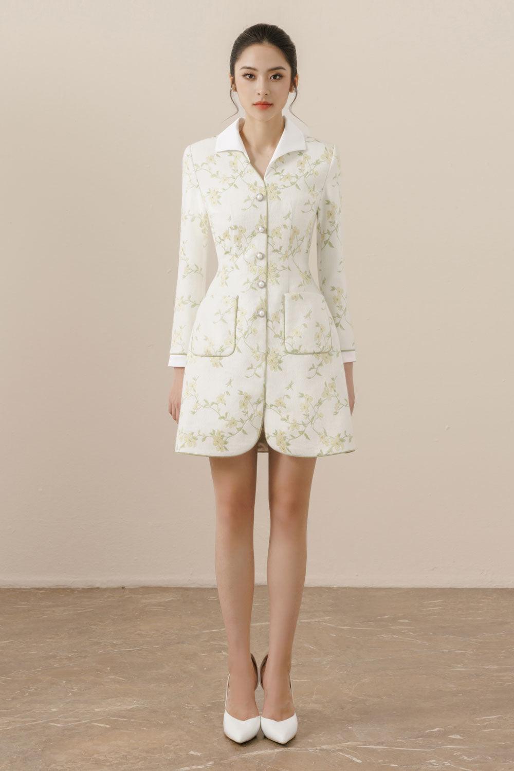 Amoret A-line Patch Pocket Tweed Mini Dress - MEAN BLVD