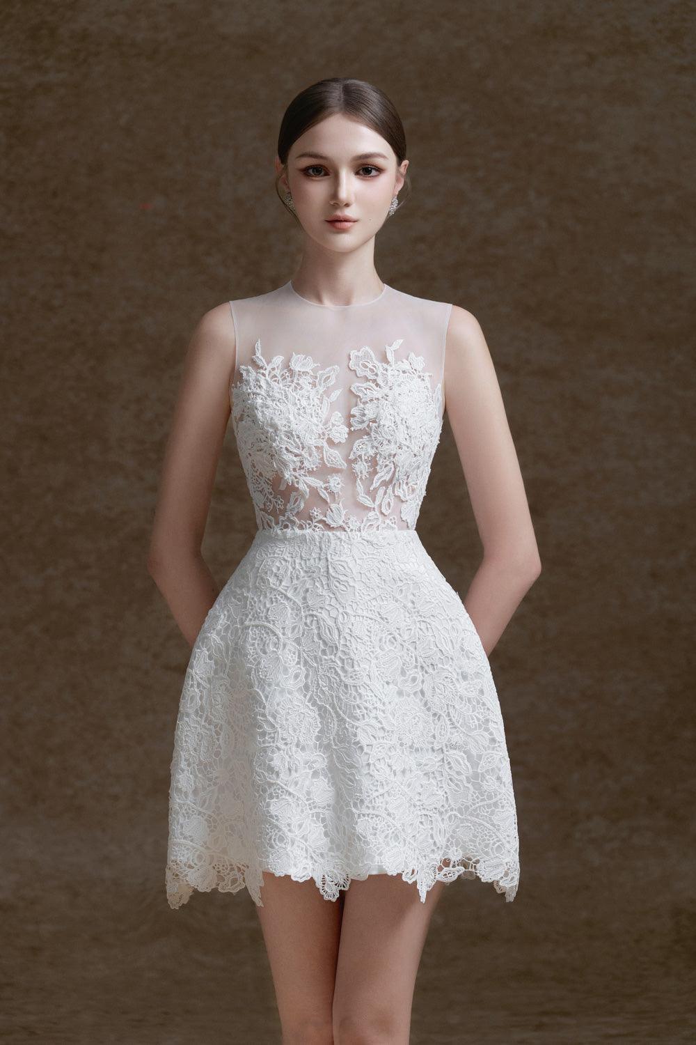 Women's Amour A-line Sleeveless Lace Mini Dress S/M/L White MEAN BLVD White / L Women's Amour A-line Sleeveless Lace Mini Dress S/M/L White MEAN BLVD White / L