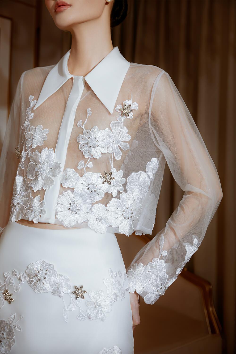 Amy Cropped See-Through Mesh Shirt - MEAN BLVD