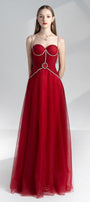 Amy Slit Sweetheart Neck Mesh Floor Length Dress - MEAN BLVD