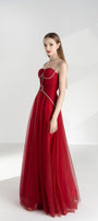 Amy Slit Sweetheart Neck Mesh Floor Length Dress - MEAN BLVD