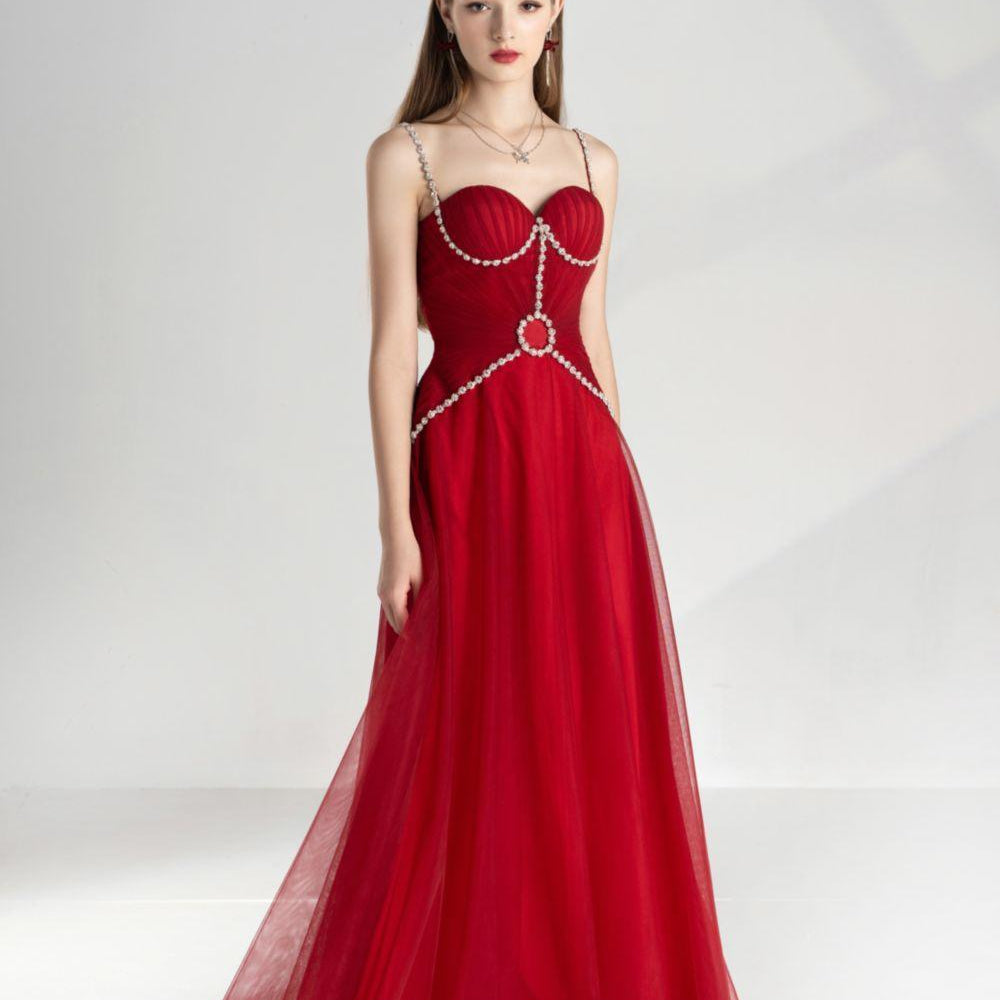 Amy Slit Sweetheart Neck Mesh Floor Length Dress - MEAN BLVD