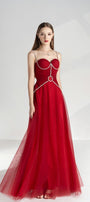 Amy Slit Sweetheart Neck Mesh Floor Length Dress - MEAN BLVD