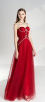 Amy Slit Sweetheart Neck Mesh Floor Length Dress - MEAN BLVD