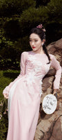 An Chi A-line Long Sleeved Organza Floor Length Ao Dai - MEAN BLVD
