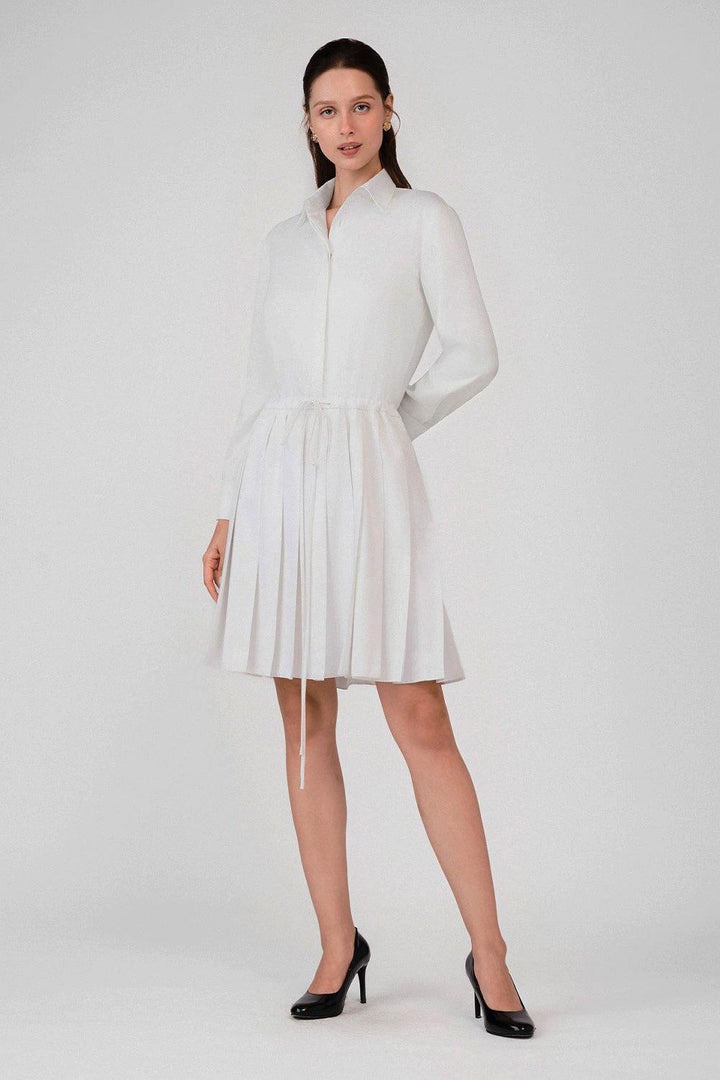 Anahi A-line Shirt Collar Woven Cotton Mini Dress - MEAN BLVD