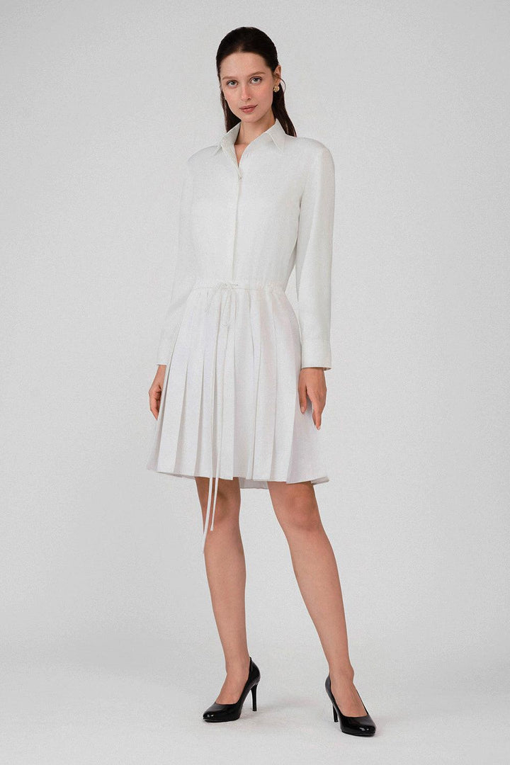 Anahi A-line Shirt Collar Woven Cotton Mini Dress - MEAN BLVD