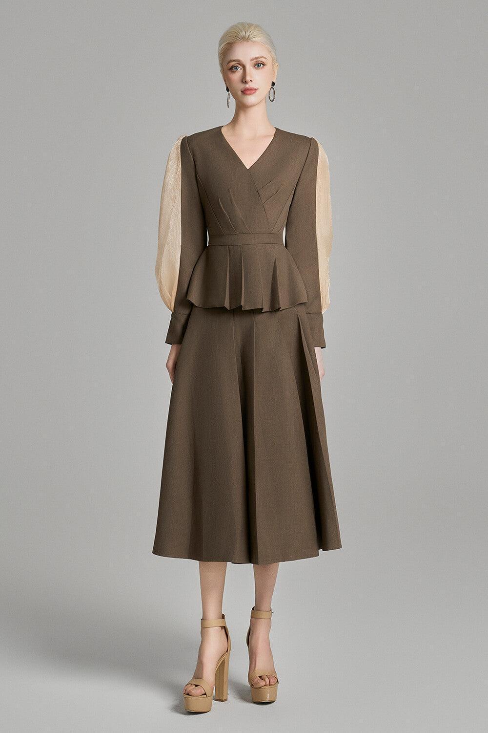 Andi Pleated Basic Cotton Blend Midi Skirt - MEAN BLVD