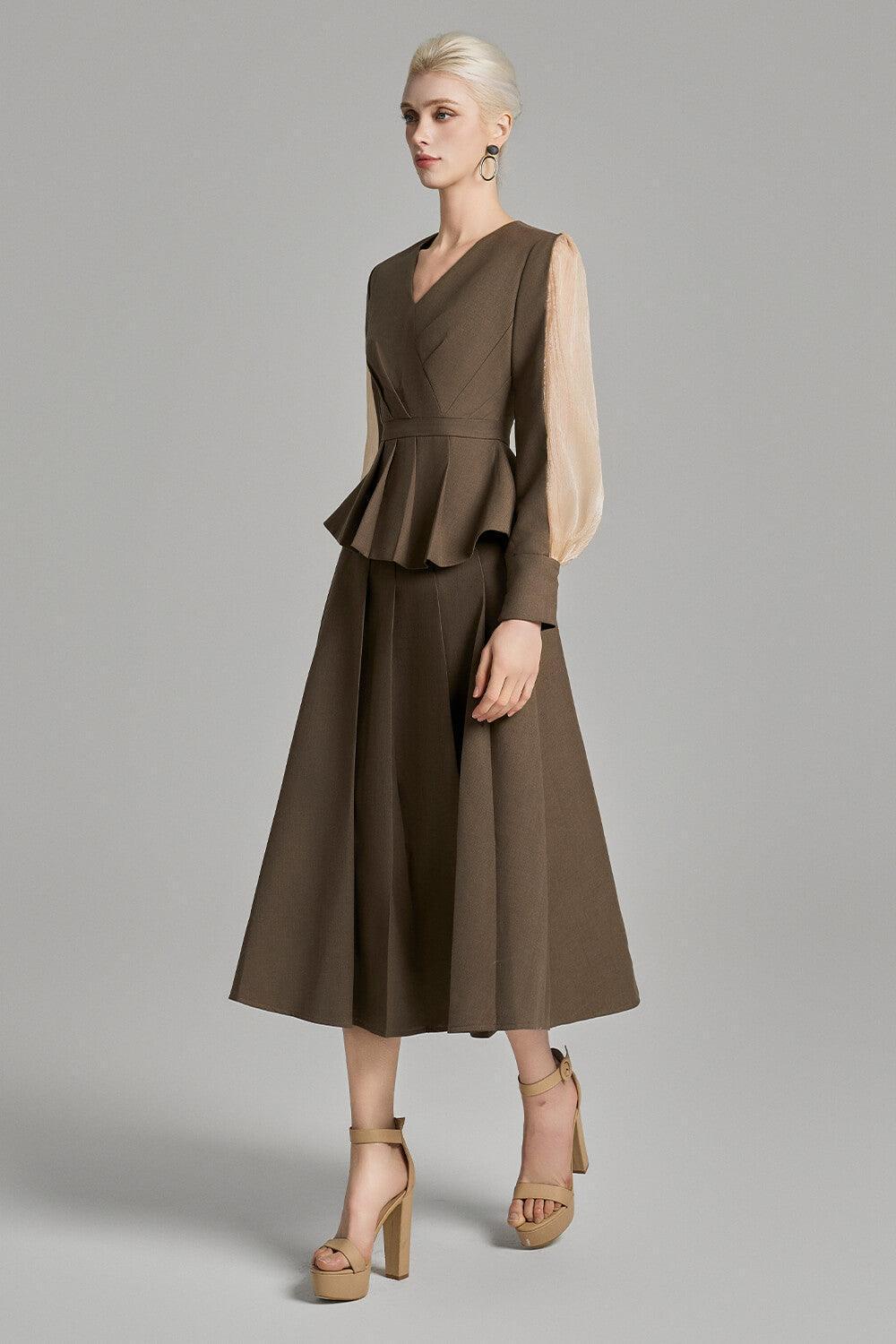 Andi Pleated Basic Cotton Blend Midi Skirt - MEAN BLVD