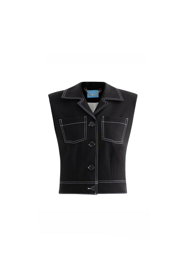Andy Straight Patch Pocket Twill Vest - MEAN BLVD