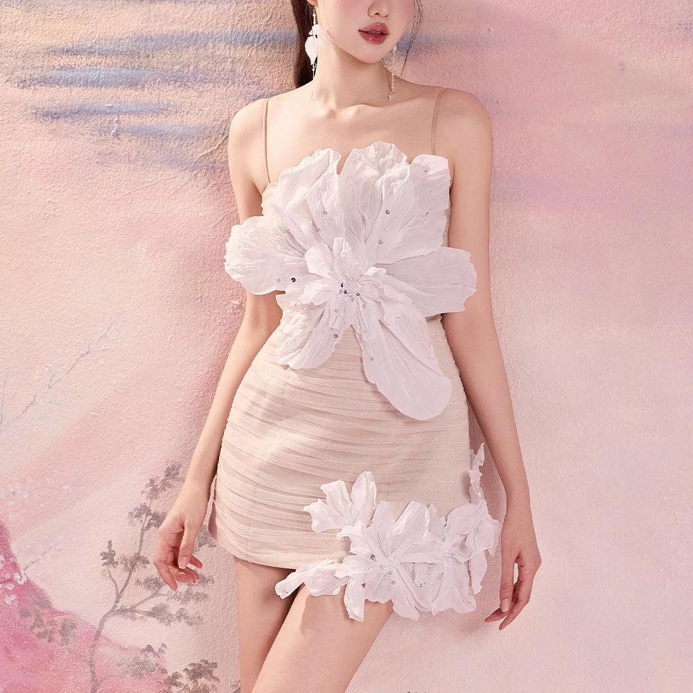 Darius A-line Floral Mesh Taffeta Mini Dress