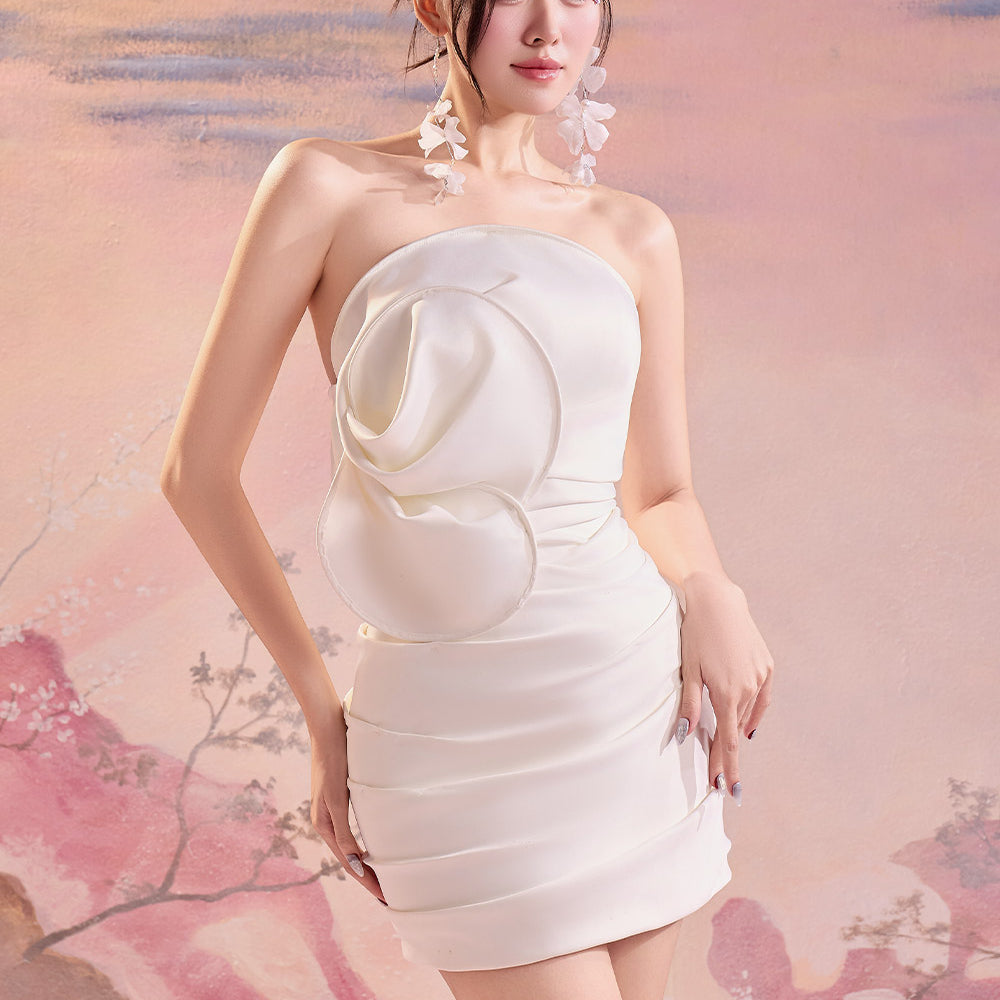 Scarlett Strapless Floral Organdy Mini Dress