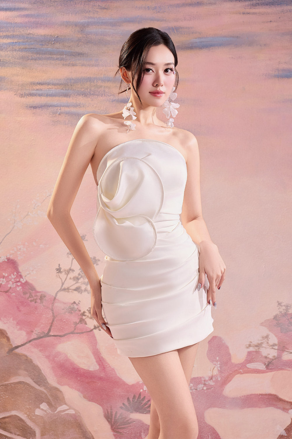 Scarlett Strapless Floral Organdy Mini Dress