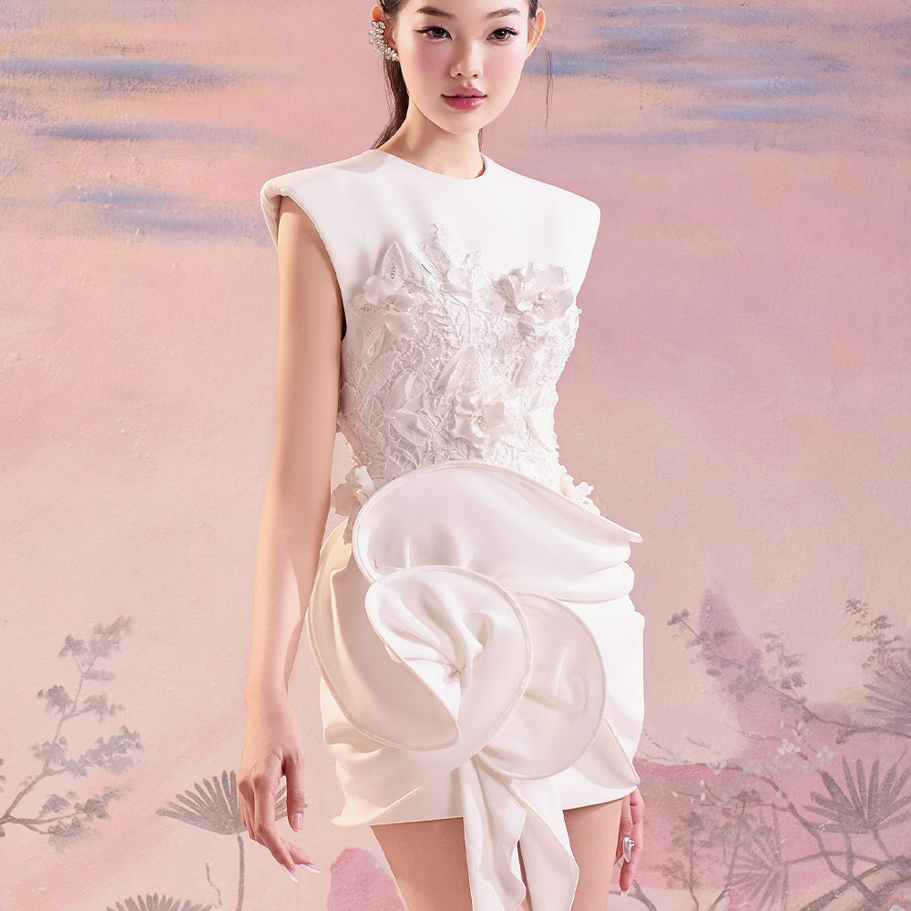 Monroe Asymmetric Floral Polycotton Mini Dress