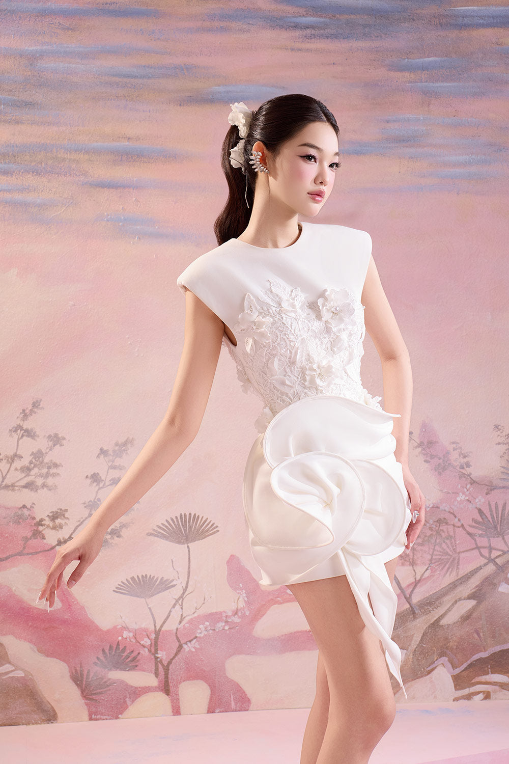 Monroe Asymmetric Floral Polycotton Mini Dress