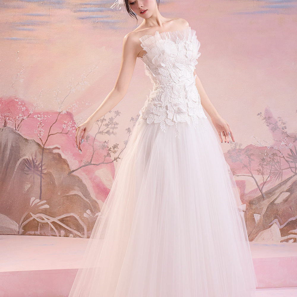 Dylan Drop Waist Gathered Polycotton Long Length Dress