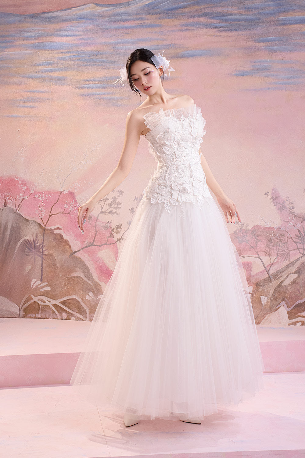 Dylan Drop Waist Gathered Polycotton Long Length Dress