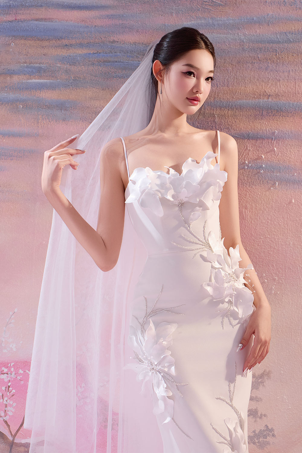 Damian Pencil Spaghetti Strap Polycotton Calf Length Dress