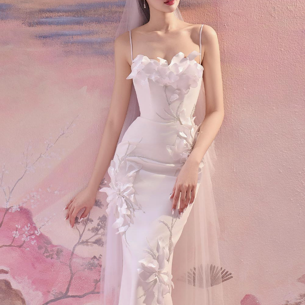 Damian Pencil Spaghetti Strap Polycotton Calf Length Dress